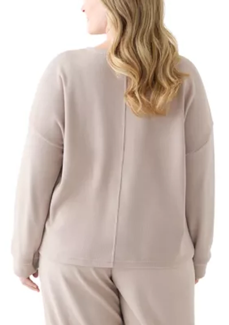 Plus Thermal Hacci V-Neck Top