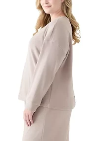 Plus Thermal Hacci V-Neck Top