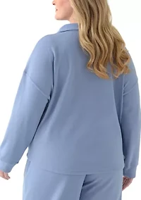Plus Thermal Hacci 3/4 Zip Up Pullover