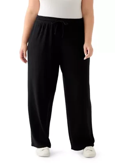 Plus Wide-Leg Boucle Pants