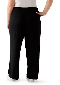 Plus Wide-Leg Boucle Pants