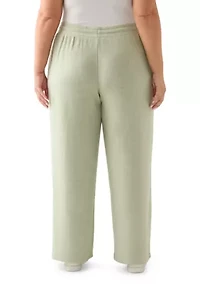 Plus Wide-Leg Boucle Pants