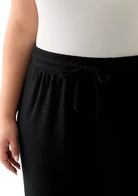 Plus Wide-Leg Boucle Pants