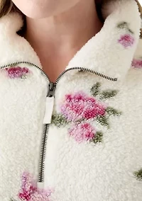 Plus Printed Sherpa 1/3 Zip Pullover