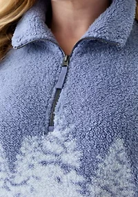 Plus Printed Sherpa 1/3 Zip Pullover