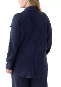 Plus Long Sleeve Waffle Collared Tunic