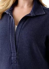 Plus Long Sleeve Waffle Collared Tunic