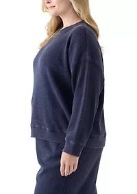 Plus Long Sleeve Waffle Crew Sweatshirt