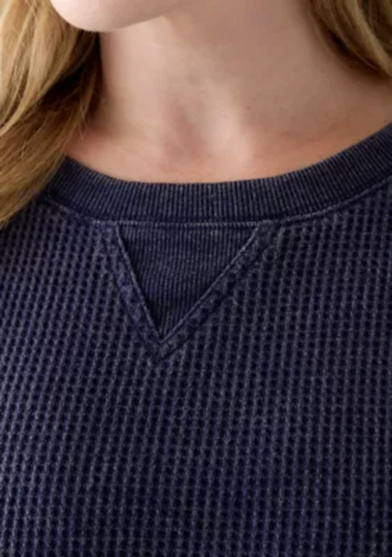 Plus Long Sleeve Waffle Crew Sweatshirt