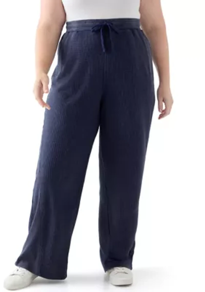 Plus Wide Leg Waffle Pants