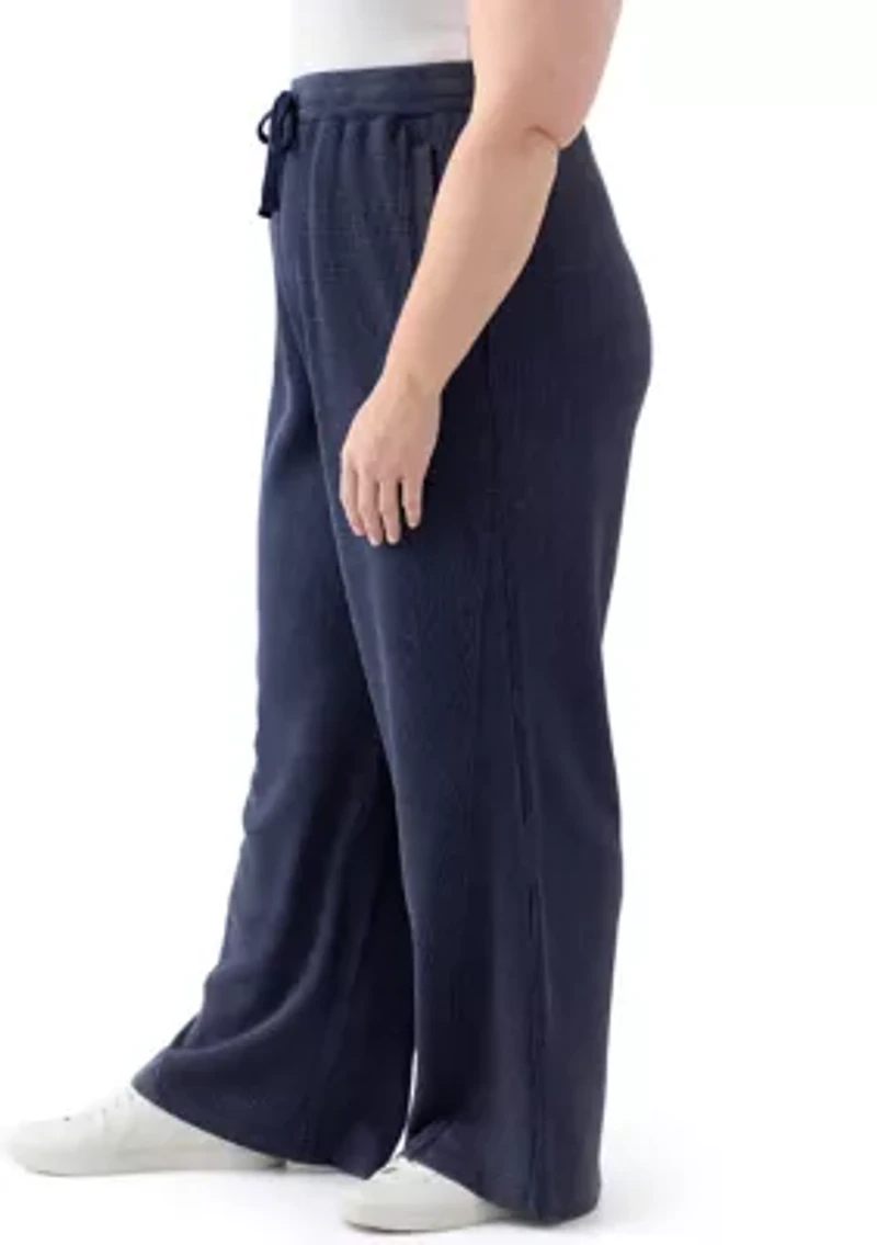 Plus Wide Leg Waffle Pants
