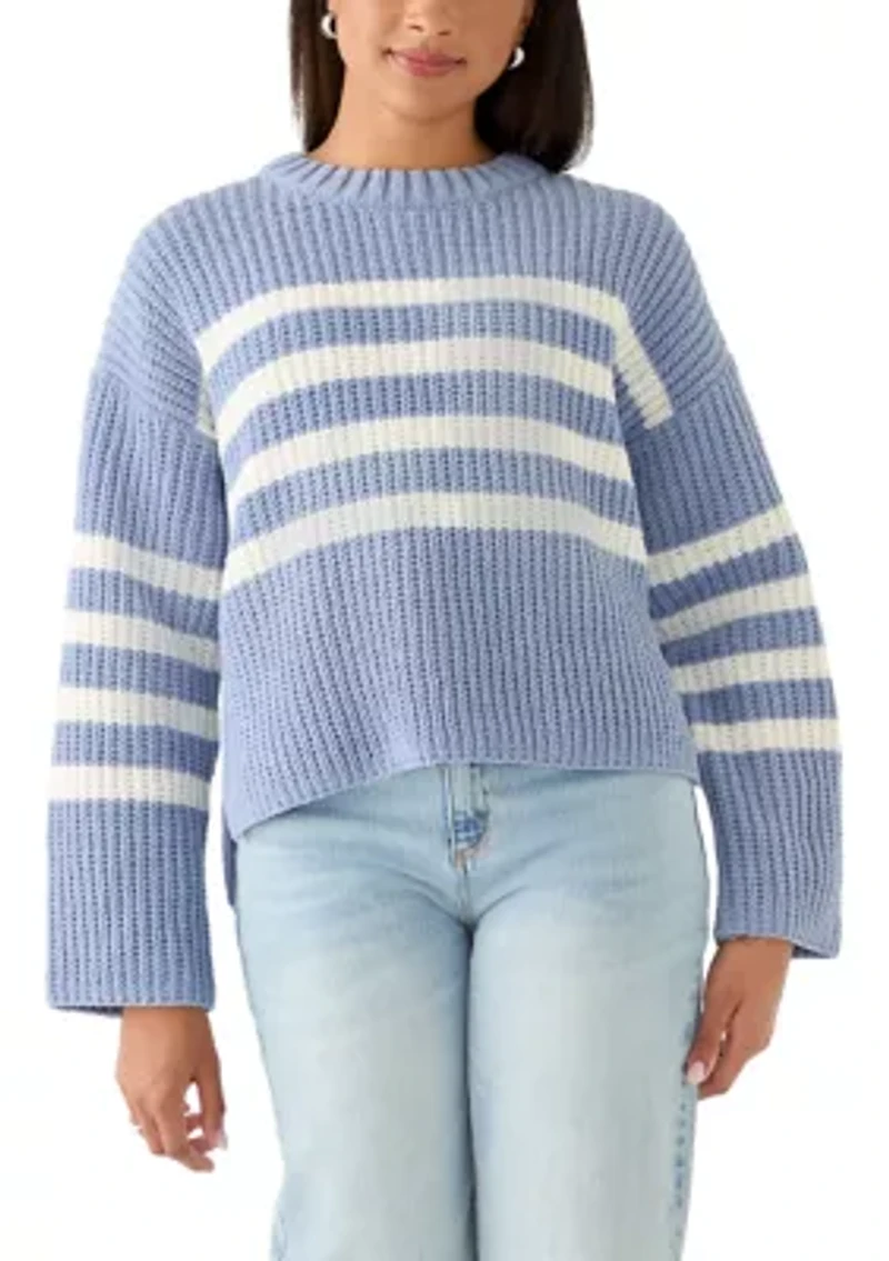 Women's Chenille Strip Crew Neck Sweater