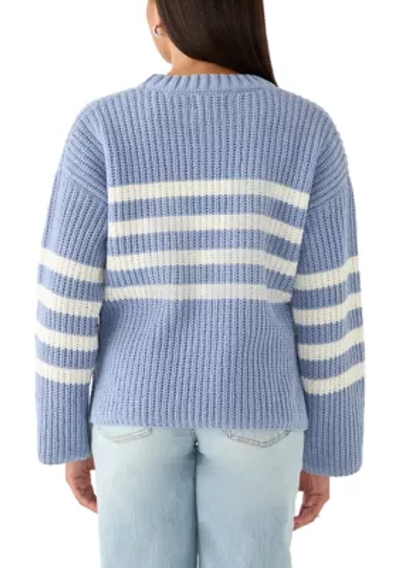Women's Chenille Strip Crew Neck Sweater