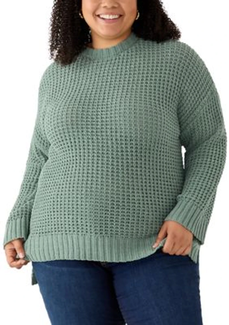 Plus Waffle Knit Chenille Pullover Sweater