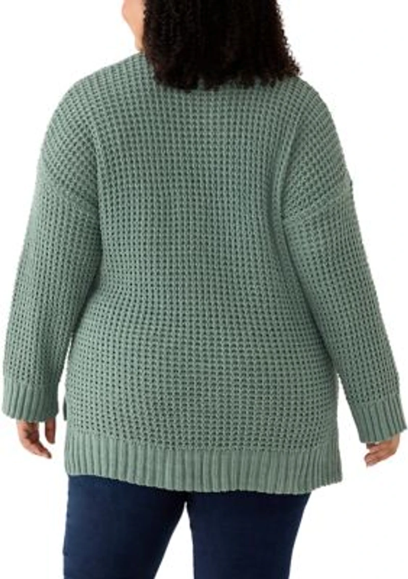 Plus Waffle Knit Chenille Pullover Sweater