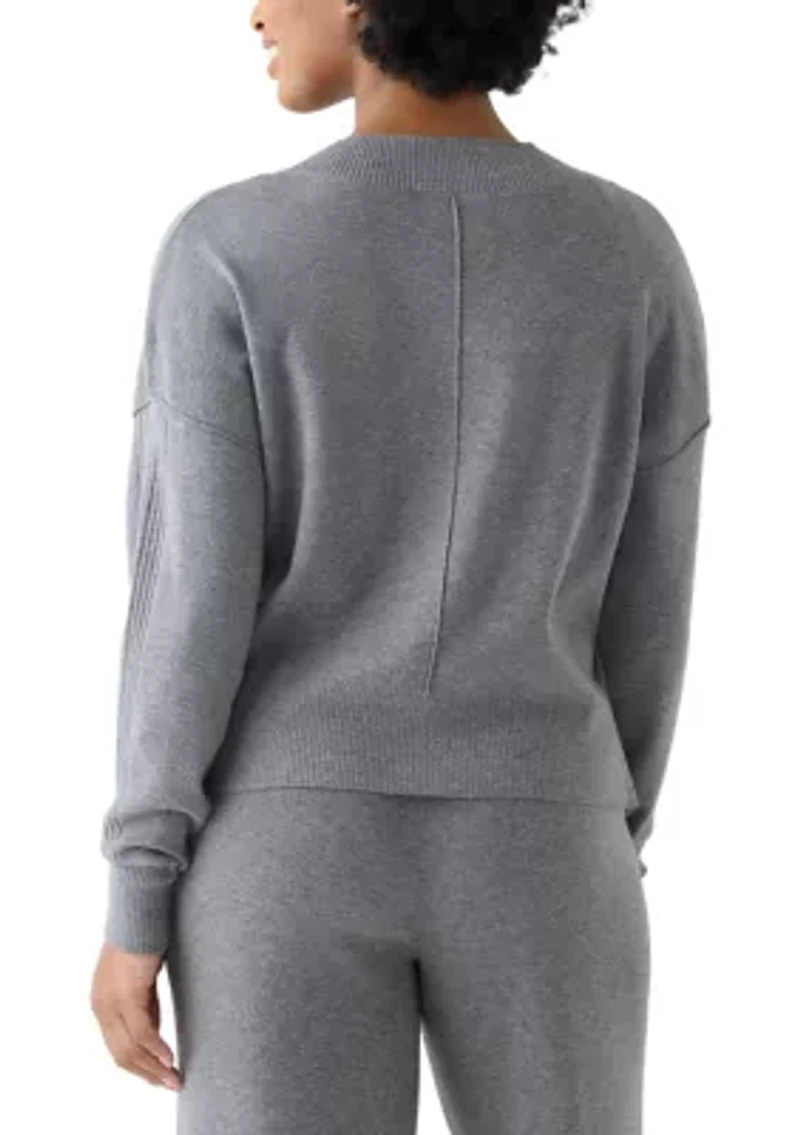 Women's Long Sleeve Drop Shoulder V-Neck Shirt