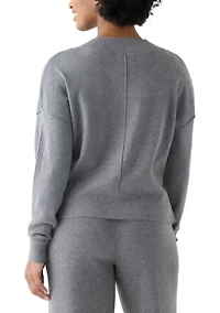 Women's Long Sleeve Drop Shoulder V-Neck Shirt