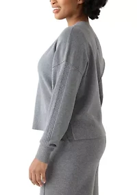 Women's Long Sleeve Drop Shoulder V-Neck Shirt