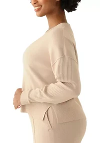 Women's Long Sleeve Drop Shoulder V-Neck Shirt