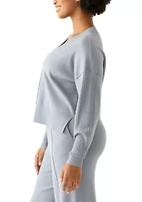 Women's Long Sleeve Drop Shoulder V-Neck Shirt