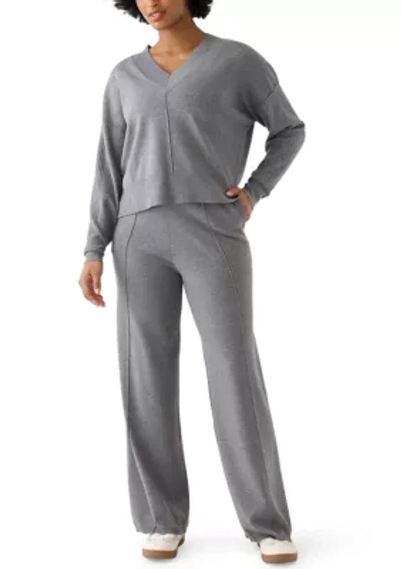 Women's Long Sleeve Drop Shoulder V-Neck Shirt