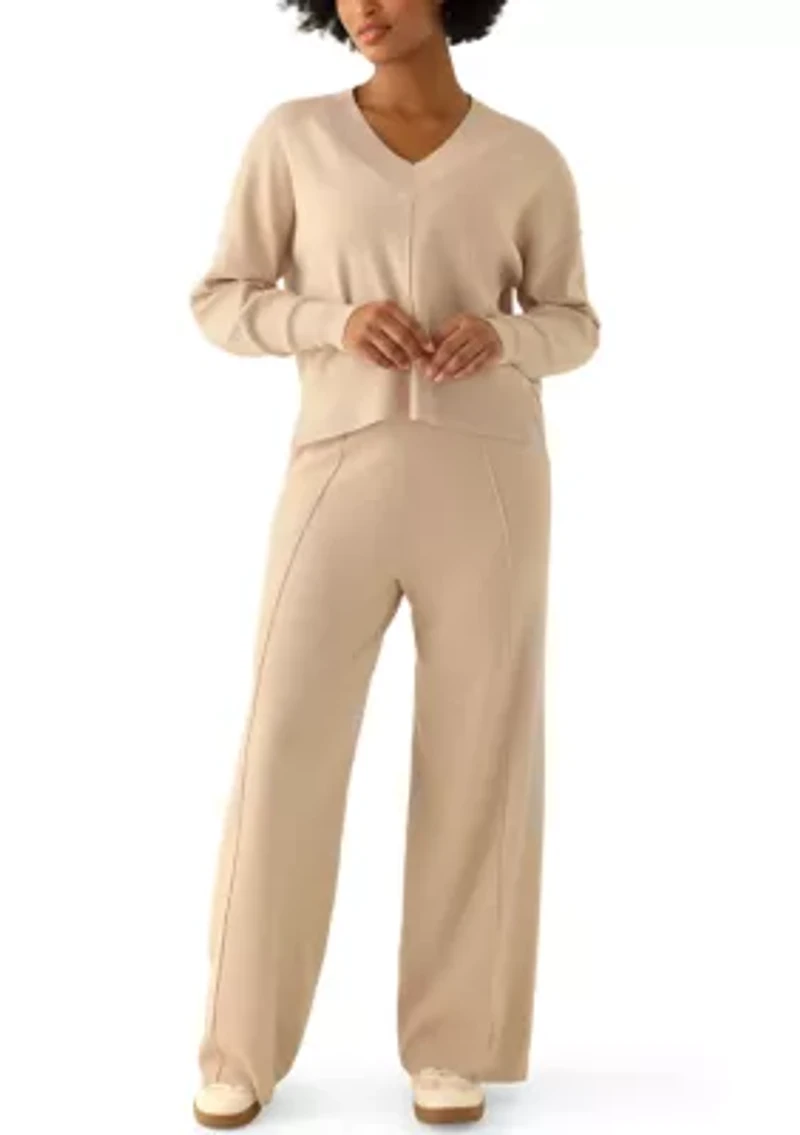 Women's Long Sleeve Drop Shoulder V-Neck Shirt