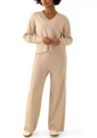 Women's Long Sleeve Drop Shoulder V-Neck Shirt