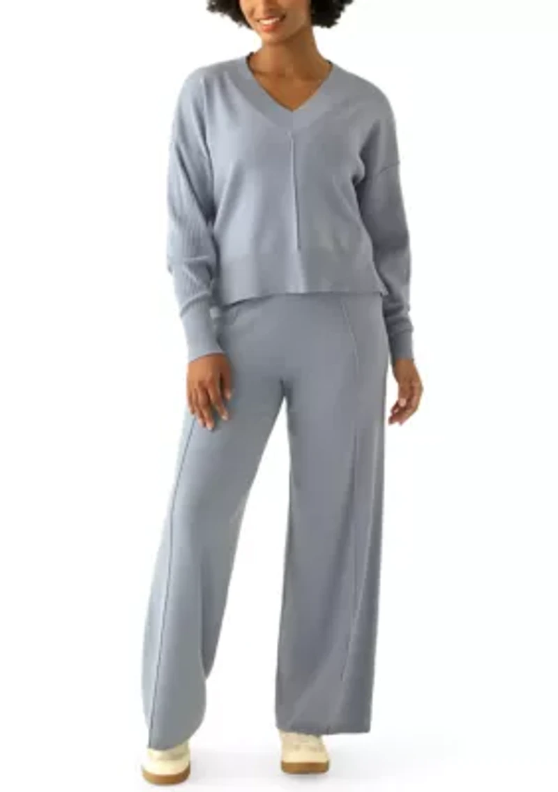 Women's Long Sleeve Drop Shoulder V-Neck Shirt