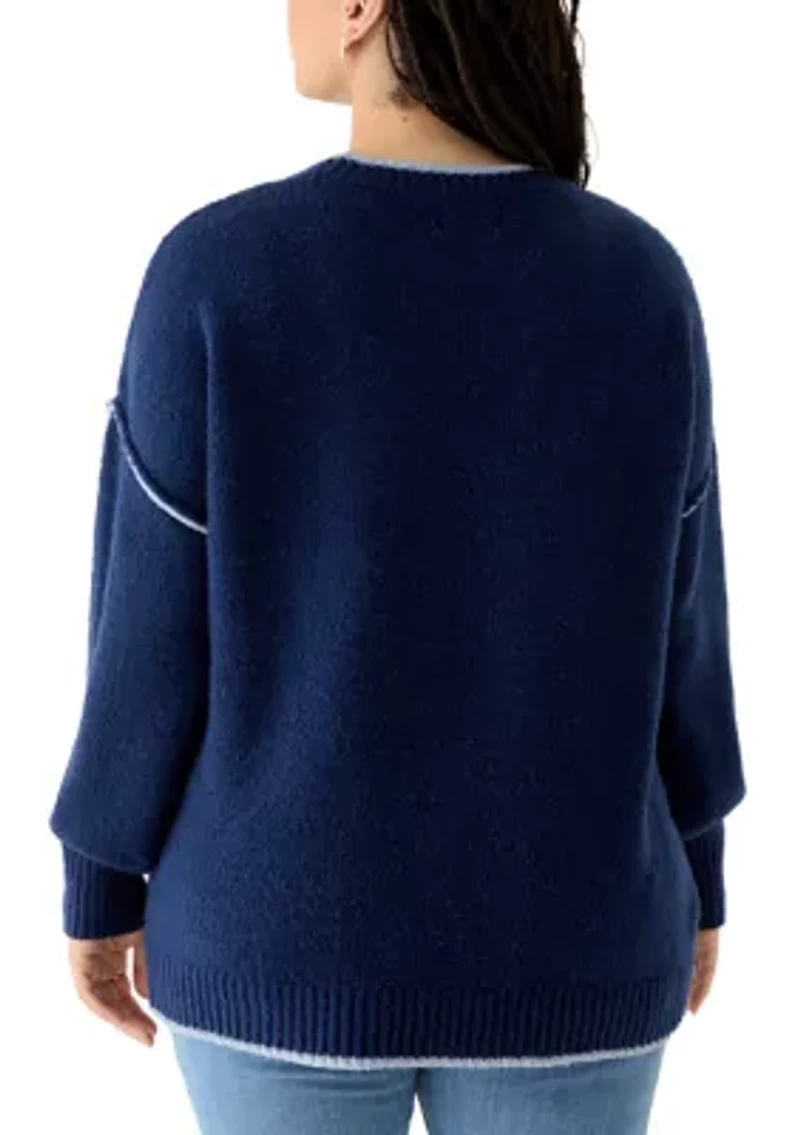 Plus Drop Shoulder Crew Neck Sweater