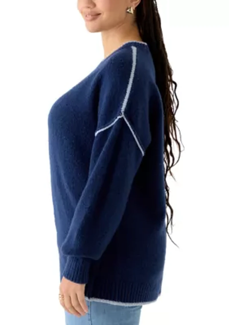 Plus Drop Shoulder Crew Neck Sweater