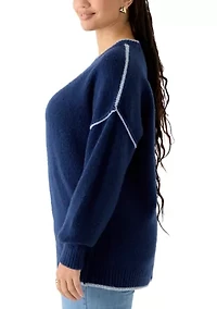 Plus Drop Shoulder Crew Neck Sweater