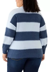 Plus Striped Crew Neck Sweater