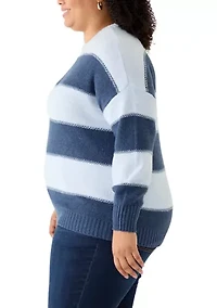 Plus Striped Crew Neck Sweater