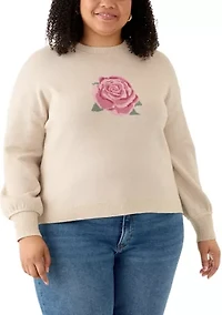 Plus Rose Intarsia Knit Sweater