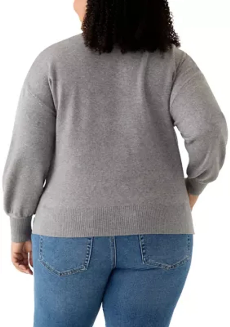 Plus Rose Intarsia Knit Sweater