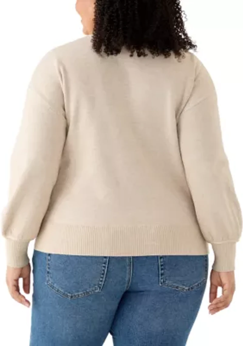 Plus Rose Intarsia Knit Sweater