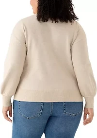 Plus Rose Intarsia Knit Sweater