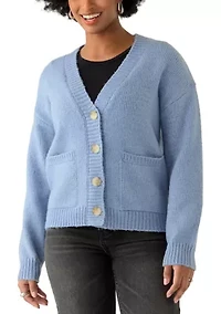 Women's V-Neck Button Front Cardigan