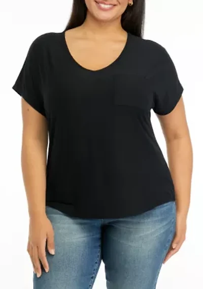 Plus Pocket V-Neck T-Shirt