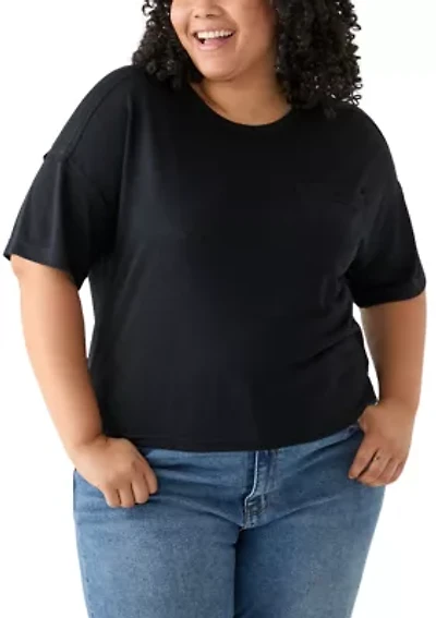 Plus Drop Shoulder Slub Boyfriend T-Shirt