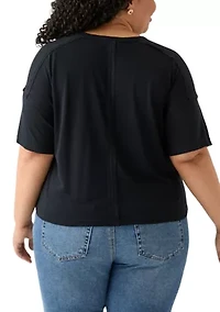 Plus Drop Shoulder Slub Boyfriend T-Shirt