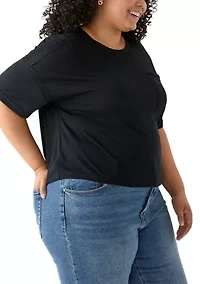 Plus Drop Shoulder Slub Boyfriend T-Shirt