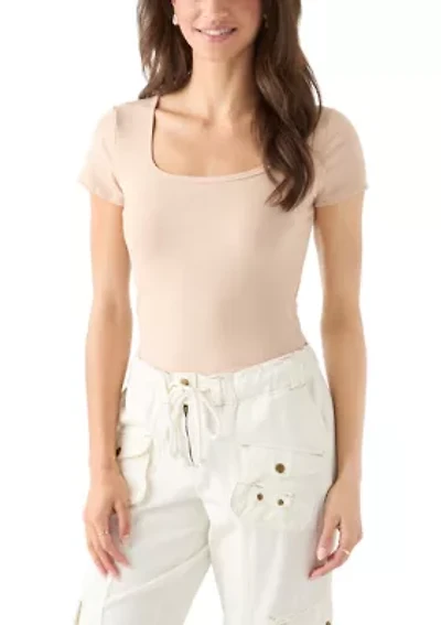 Women's Square Neck Short Sleeve Knit Top