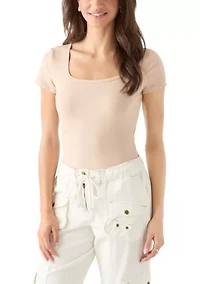 Women's Square Neck Short Sleeve Knit Top