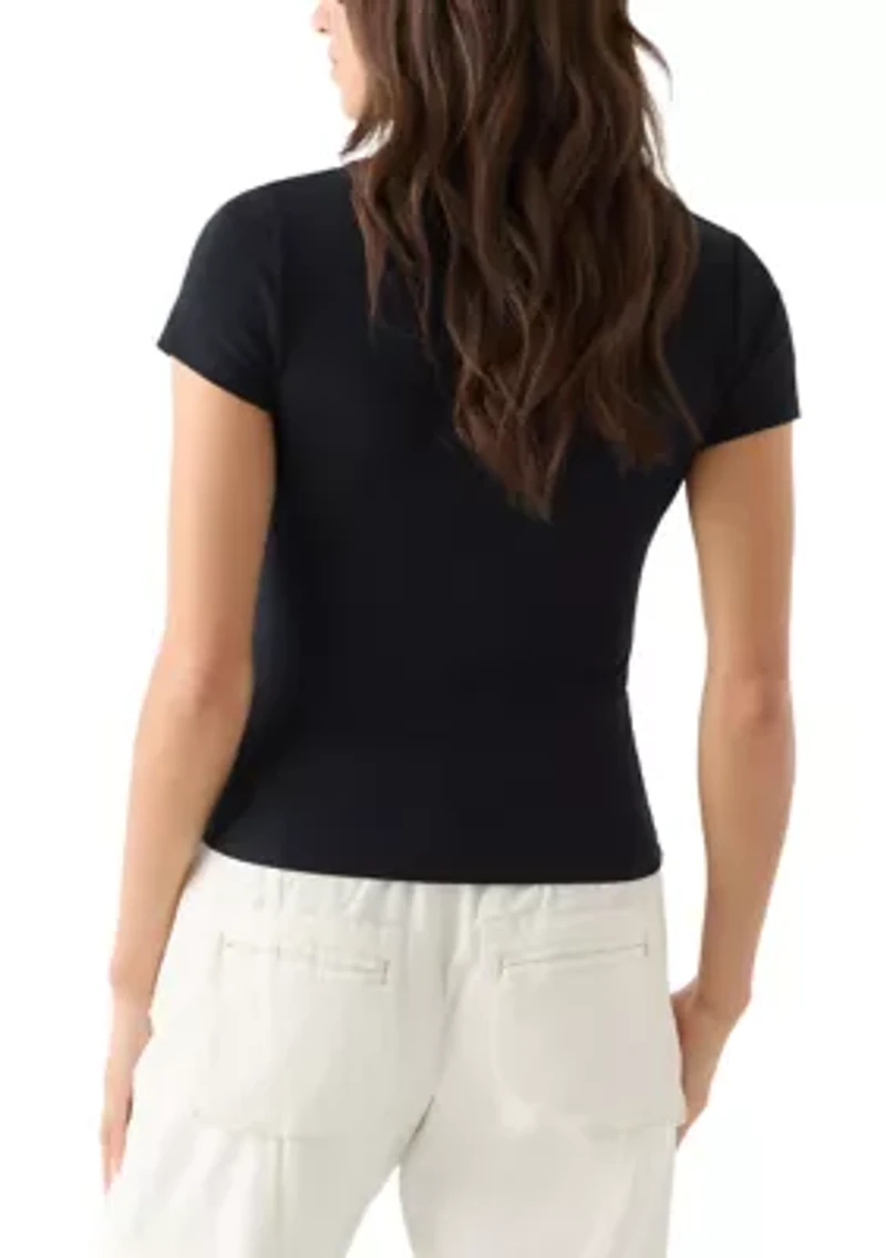 Women's Square Neck Short Sleeve Knit Top