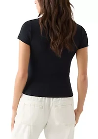 Women's Square Neck Short Sleeve Knit Top