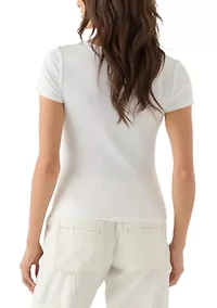 Women's Square Neck Short Sleeve Knit Top