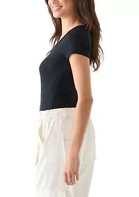 Women's Square Neck Short Sleeve Knit Top