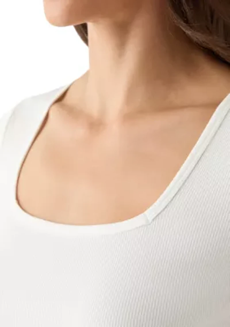 Women's Square Neck Short Sleeve Knit Top