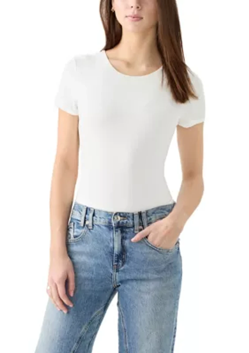Women's Short Sleeve Peached Jersey Bodysuit